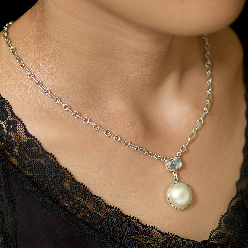 Mabé Pearl Enhancer Pendant Necklace 14K Yellow Gold